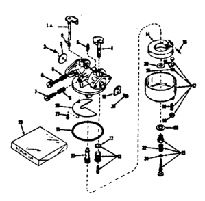 Carburetor Diagram and Parts List for 143135112  Craftsman Engine
