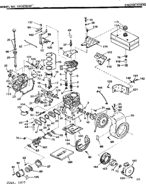 Replacement Parts Diagram and Parts List for 143675032  Craftsman Engine