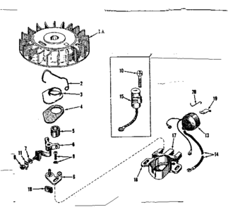 Magneto No. 610689 Diagram and Parts List for 143137032  Craftsman Engine