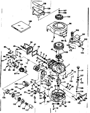 Basic Engine Diagram and Parts List for 143143022  Craftsman Engine