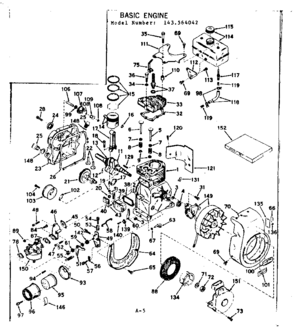 Basic Engine Diagram and Parts List for 143564042  Craftsman Engine