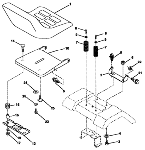 Seat Assembly Diagram and Parts List for 917257591  Craftsman Lawn Tractor