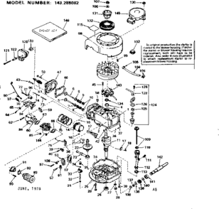 Replacement Parts Diagram and Parts List for 143285082  Craftsman Engine