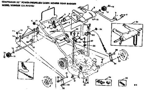 Drive Assembly Diagram and Parts List for 131974700  Craftsman Lawn Mower