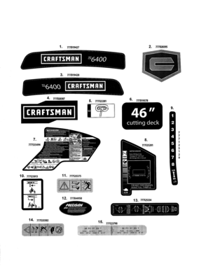 Decals Diagram and Parts List for 247204180  Craftsman Engine