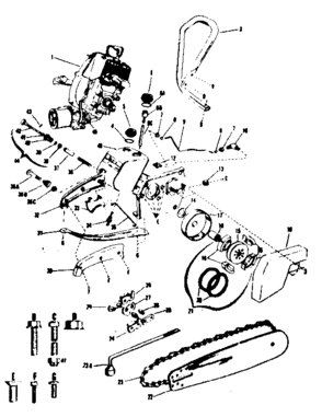 Main Frame Diagram and Parts List for 917350721  Craftsman Chainsaw