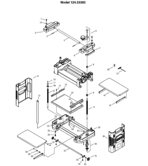 Base Diagram and Parts List for 12433383  Craftsman Planer Jointer