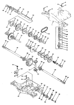 Transaxle Diagram and Parts List for 9174150-14  Craftsman Lawn Tractor