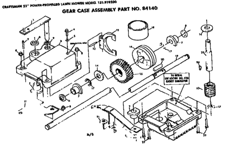 Gear Case Assem. Diagram and Parts List for 131978230  Craftsman Lawn Mower
