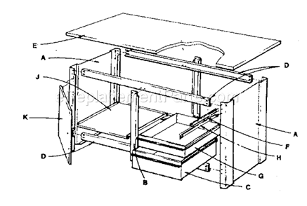 Unit Diagram and Parts List for 70610357  Craftsman Workbench