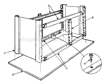 Frame Assembly Diagram and Parts List for 70610377  Craftsman Workbench