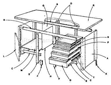Unit Diagram and Parts List for 70610388  Craftsman Workbench