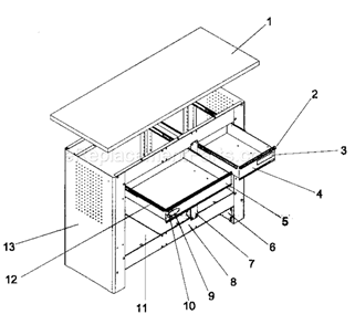 Workbench Diagram and Parts List for 706597412  Craftsman Workbench