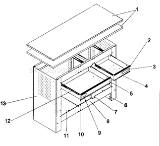 Workbench Diagram and Parts List for 706597422  Craftsman Workbench