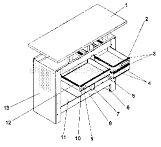 Cabinet Parts Diagram and Parts List for 706597461  Craftsman Workbench
