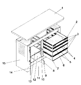 Cabinet Parts Diagram and Parts List for 706597481  Craftsman Workbench