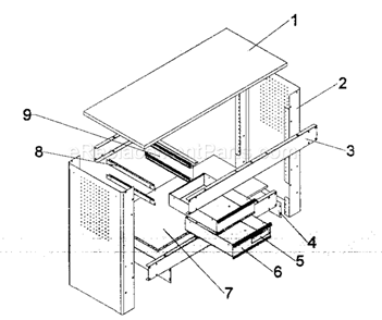 Workbench Diagram and Parts List for 706597630  Craftsman Workbench