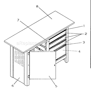 Workbench Diagram and Parts List for 706598310  Craftsman Workbench