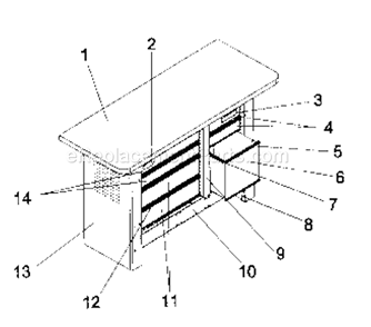 Cabinet Parts Diagram and Parts List for 706650136  Craftsman Workbench
