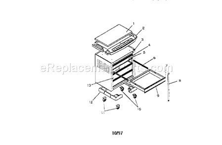 5 Drawer Project Center Diagram and Parts List for 706654900  Craftsman Workbench