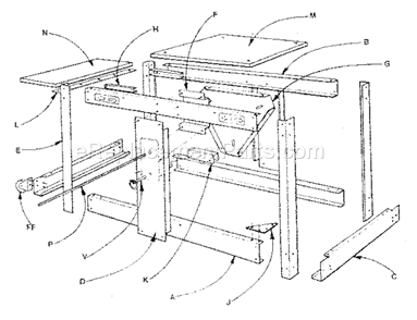 Unit Parts Diagram and Parts List for 706655110  Craftsman Workbench