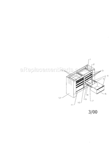 9 Drawer Workbench Diagram and Parts List for 706655485  Craftsman Workbench