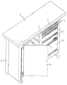 Unit Parts Diagram and Parts List for 706655630  Craftsman Workbench