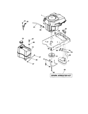 Engine Diagram and Parts List for 917288360  Craftsman Lawn Tractor