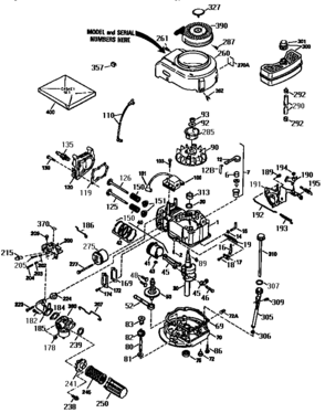 Replacement Parts Diagram and Parts List for 143953502  Craftsman Engine