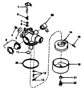 Carburetor Diagram and Parts List for 143354342  Craftsman Engine