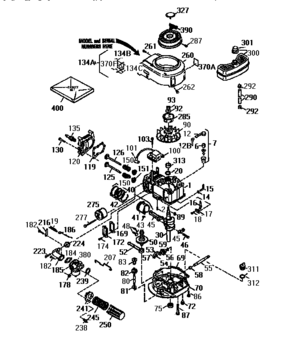 4-cycle Engine Diagram and Parts List for 143953516  Craftsman Engine