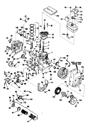 Engine Diagram and Parts List for 143751022  Craftsman Engine