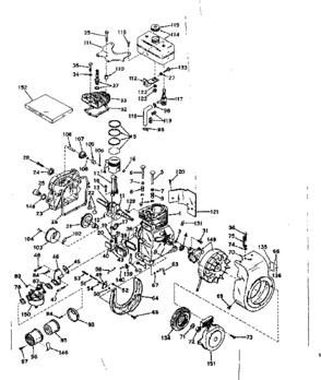 Basic Engine Diagram and Parts List for 143544012  Craftsman Engine