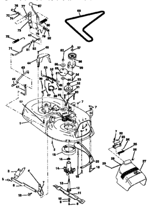 Mower Deck Diagram and Parts List for 917257591  Craftsman Lawn Tractor