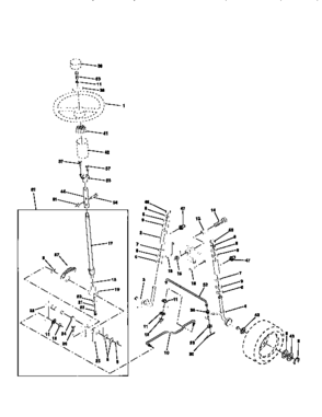 Steering Assembly Diagram and Parts List for 917256571  Craftsman Lawn Tractor