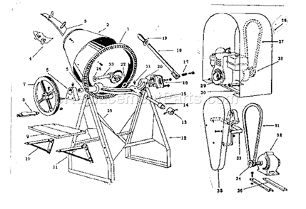 Page A Diagram and Parts List for 7139559  Craftsman Cement Mixer