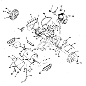 Main Frame Diagram and Parts List for 917299650  Craftsman Tiller