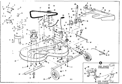 Mower Deck Diagram and Parts List for 536255240  Craftsman Lawn Tractor