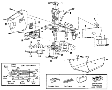 Part Location Diagram of 41A2827 Craftsman Garage door opener gear and sprocket assembly