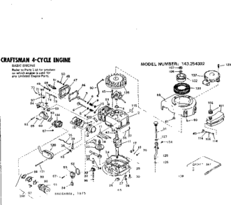 Replacement Parts Diagram and Parts List for 143254392  Craftsman Engine