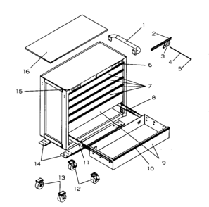 Roll Away Chest Diagram and Parts List for 706597261  Craftsman Tool Stand & Cart