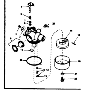 Carburetor Diagram and Parts List for 143364122  Craftsman Engine