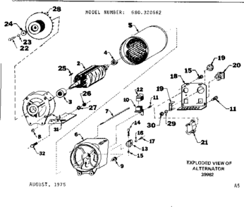 Unit Parts Diagram and Parts List for 580320562  Craftsman Engine