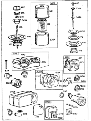 Air Cleaner Assembly Diagram and Parts List for 500130200  Craftsman Engine