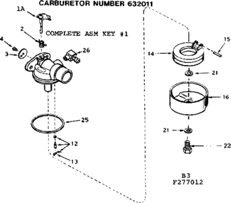 Carburetor Diagram and Parts List for 143277012  Craftsman Engine
