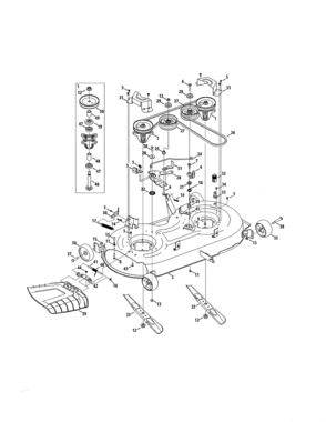 Deck/spindle Assembly Diagram and Parts List for 247204400  Craftsman Lawn Tractor