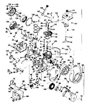 Basic Engine Diagram and Parts List for 143624102  Craftsman Engine