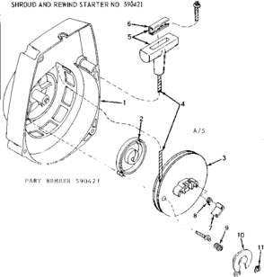 Rewind Starter Diagram and Parts List for 917351040  Craftsman Chainsaw