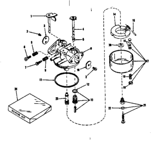 Carburetor No. 29168 (lmg-132) Diagram and Parts List for 14314351V  Craftsman Engine