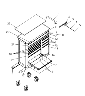 Toolbox Diagram and Parts List for 706597224  Craftsman Tool Stand & Cart